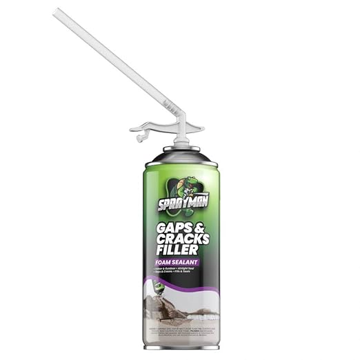 Sprayman Gaps and Cracks Filler Foam - Polyurethane Expanding Foam Sealant for Insulating Doors & Windows, Waterproof & Paintable, Straw Use - 12oz, 1 Pack