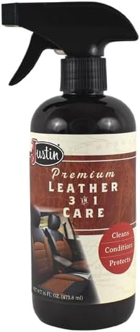 Justin 3-in-1 Leather Care - 16oz All-Purpose Cleaner, Conditioner & Protector - For Auto Interior & Boots