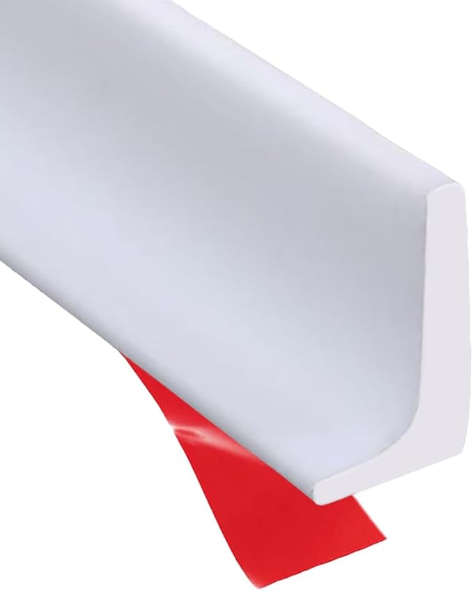 Shower Threshold Water Dam Barrier, Self Adhesive Silicone Waterproof Barrier Bathroom and Kitchen Shower Water Guard for Dry and Wet Separation Caulk Seal Strip Edge Trim (78Inch, White)