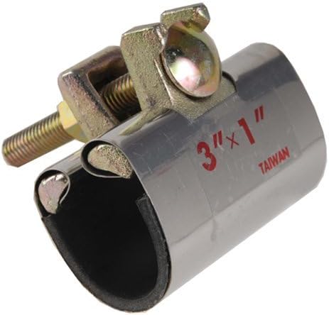 Stainless Steel One-Piece Galvanized Repair Pipe Clamp with Single Bolt, 2” x 3” inches | water pipe repair, plumber pipe holder, or copper pipe leak repair kit.