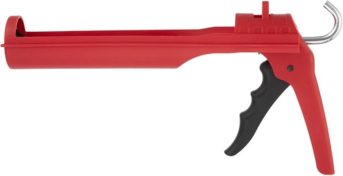 INTERTOOL Caulking Silicone Gun with 10 oz. Tube & 10:1 Thrust Ratio – Drip-Free Lightweight Hand Caulk Gun Tool with Durable Plastic Body, Smooth Rod, Quiet Ratcheting HT-0027