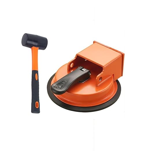 HUBAI Floor Gap Fixer Tool, Heavy Duty Laminate Floor Suction Cup Repair Tool, for Laminate, Wood, Tile, Vinyl Floor Gap Repair Tool - Durable, Compact, & Efficient Flooring Tools (Orange+Hammer)