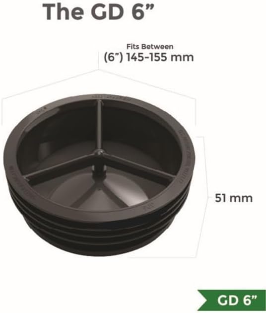 Waterless Trap Seal, 6 Inch, Fitting Pipes with Diameters Between 145-155 mm