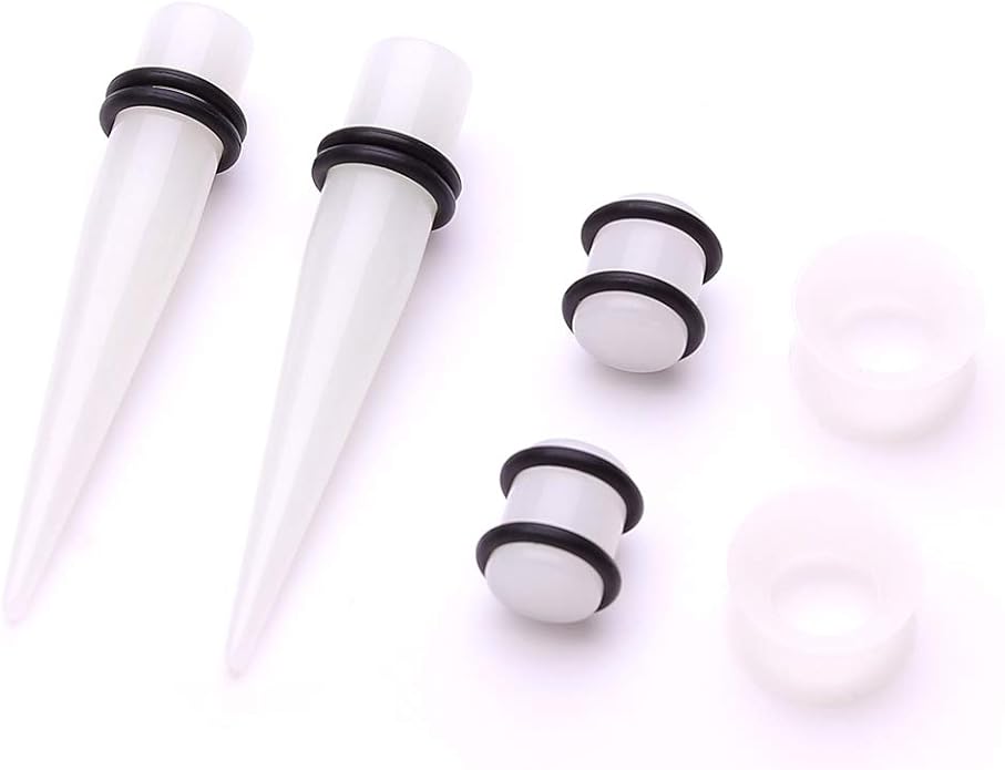 JieyueJewelry 50/54 Pieces Ear Stretching Kit 14G-00G Acrylic Tapers and Plugs + Silicone Tunnels - Ear Gauges Expander Set Body Piercing Jewelry