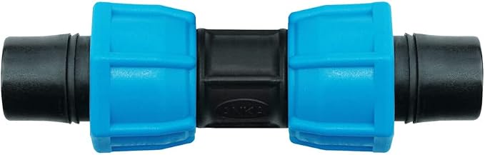 Watts ASC12 ANKA Series High Pressure Poly-Pipe Straight Coupling, 1/2" x 1/2" Black Fitting w/ Blue Tapered Nut Seals, High Grade Glass Fiber Reinforced Nylon, Agriculture & Irrigation