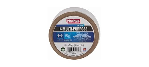 Nashua 322 HVAC Multipurpose Foil Tape, 3.2mil Thick, UV & Moisture Resistant, UL 723 Classified for HVAC Ducts, Insulation Seaming, Automotive Repairs - 48mm x 9m