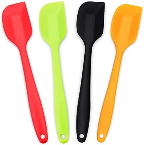 4‑Piece Silicone Spatulas Set Heat Resistant 600°F Seamless Steel‑Core Rubber Spatulas for Nonstick Cookware ALLWIN HOUSEWARE Uniform Length Kitchen Spatulas for Cooking & Baking, Multicolored