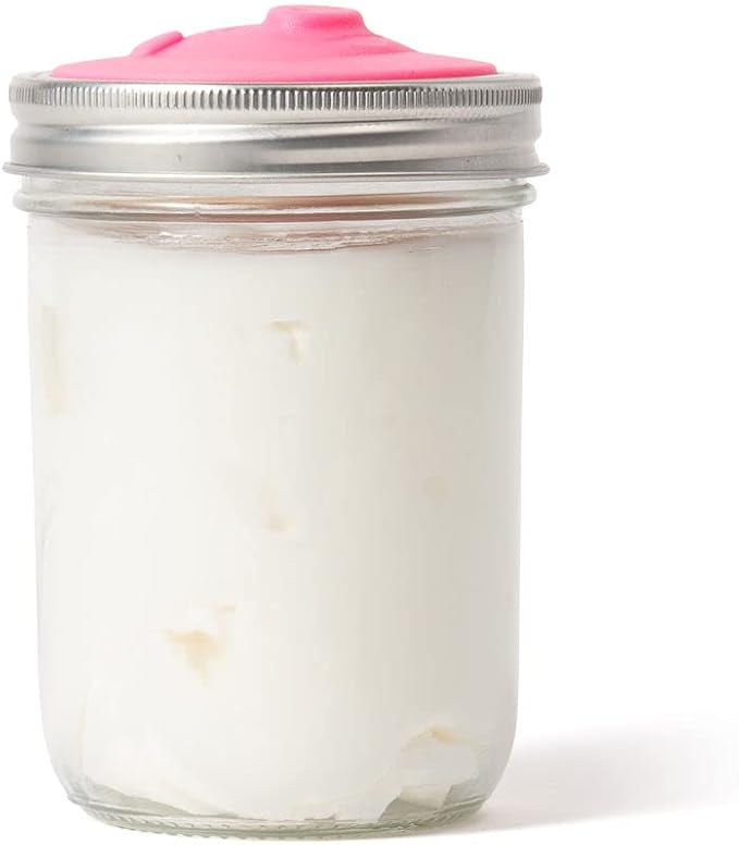 Jarware Silicone Bacon Grease Saver Mason Jar Lid With Strainer, Wide Mouth