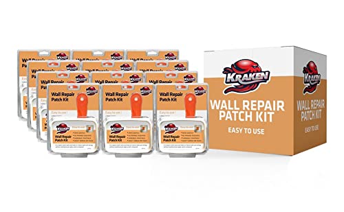 Kraken Bond Drywall Patch Repair Kit - (12x8 fl.oz.) Easy to Use Wall Patch Repair Kit for Drywall Hole & Cracks, Includes Aluminum Self-Adhesive Patch, Grit Sandpaper, Plastic Putty Knife, 12 Pack