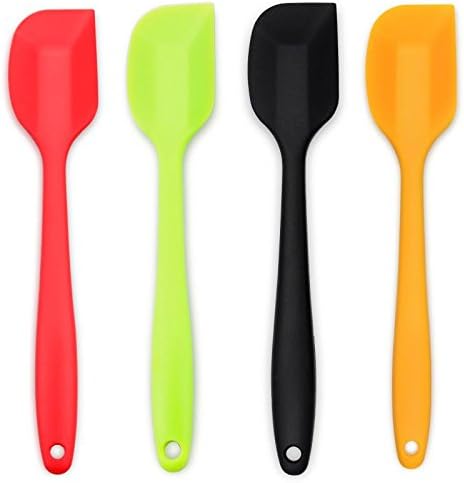 4‑Piece Silicone Spatulas Set Heat Resistant 600°F Seamless Steel‑Core Rubber Spatulas for Nonstick Cookware ALLWIN HOUSEWARE Uniform Length Kitchen Spatulas for Cooking & Baking, Multicolored