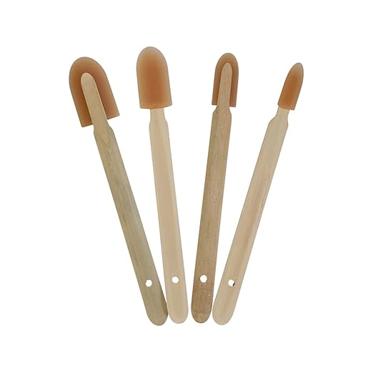 JMIBASIC Grout Caulk Finishing Tool - Assorted 4 Size Sets - Smooth Grout Sealant Silicone Caulking Tool - Rubber Spatula Spreader - Grout Sealer Applicator - Ergonomic Handle Grip (Wood)