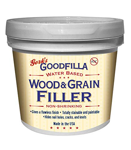 Water-Based Wood & Grain Filler (Trowel Ready) - White - 1 Gallon By Goodfilla | Replace Every Filler & Putty | Repairs, Finishes & Patches | Paintable, Stainable, Sandable & Quick Drying