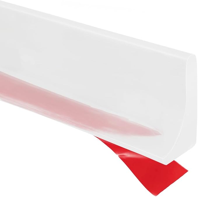 Shower Threshold Water Dam Barrier, Self Adhesive Silicone Waterproof Barrier Bathroom and Kitchen Shower Water Guard for Dry and Wet Separation Caulk Seal Strip Edge Trim (98Inch, Transparent)