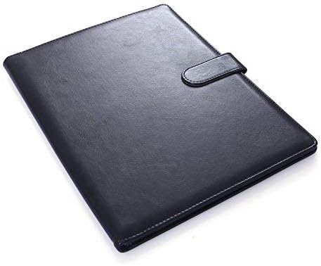 Mymazn Padfolio, Portfolio Folder, Legal Pad Holder, Resume Folder | Faux Leather Binder with Document Organizer, Business Card Holder, Letter-Size Notepad for Interview, Men & Women, Black