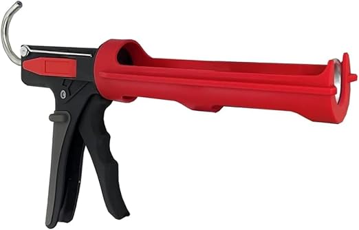 Newborn Scrapper Tool & Octogun 208D Drip-Free Caulk Gun - Integrated 4-Sided Tooling Square & 2-Sided Scraper | 12:1 Thrust Ratio | Lightweight Plastic Design with Revolving Barrel