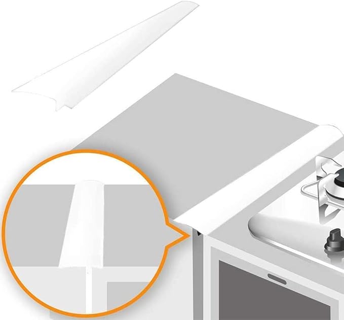 Linda’s Essentials Silicone Stove Gap Covers (2 Pack), Heat Resistant Oven Gap Filler Seals Gaps Between Stovetop and Counter, Easy to Clean Stove Gap Guard (21 Inches, White)
