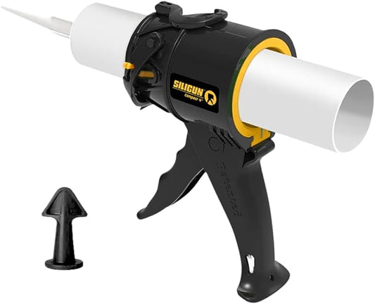 SILIGUN™ Compact Caulking Gun - No Drip Caulk Gun - Patented Design - Lightweight ABS Frame - Works with All 10 oz Tubes (SILIGUN Nozzle Kit)