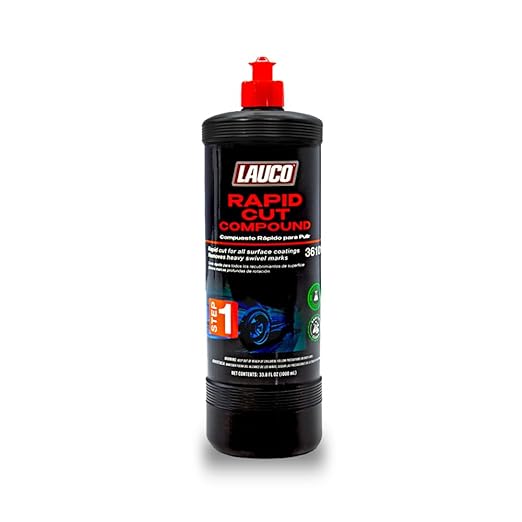 LAUCO Step 1 Rapid-Cut Automotive Polishing Compound – 32oz, Heavy-Cut Formula for Deep Scratch, Oxidation & Sanding Mark Removal, Silicone-Free & Clear-Coat Safe (1000 mL) 36101