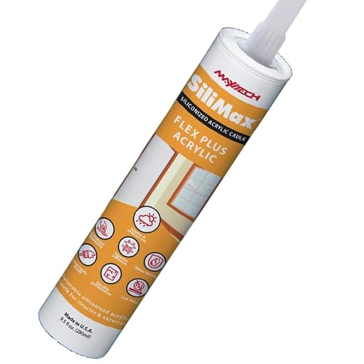 Flex Plus Silicone Caulk – Siliconized Acrylic Latex Caulk – Interior/Exterior Paintable Caulk, Crack-Resistant with Silicone – White 9.5 fl oz (1-Pack, 1, Count)