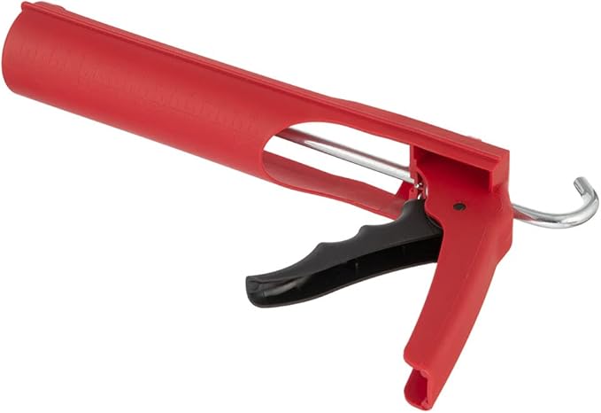INTERTOOL Caulking Silicone Gun with 10 oz. Tube & 10:1 Thrust Ratio – Drip-Free Lightweight Hand Caulk Gun Tool with Durable Plastic Body, Smooth Rod, Quiet Ratcheting HT-0027