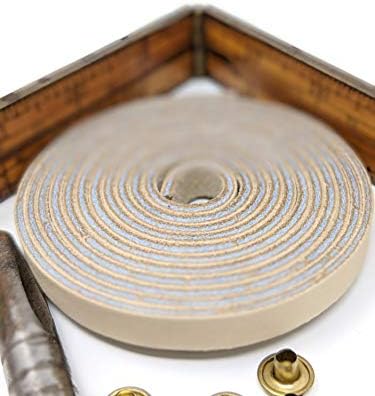 TOFL Genuine Leather Strap, Top Grain Cowhide Craft Strip – Beige (2 Pack) | 72" L x 3/8" W x 1/8" Thick | Suede Backing | Leather Craft Supplies | Easy to Cut & Stitch | DIY Projects & Repairs | 7–8 oz