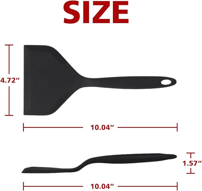 Silicone Japanese Tamagoyaki Omelette Spatula Wide Silicone Pancake Spatula Nonstick Heat-Resistant Pancake Shovel for Egg, Fish, Burgers, Steak and Pizza，Black