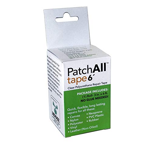 PatchAll Kit Clear Polyurethane Adhesive Vinyl Repair Patch Tape Kit, Waterproof, Airtight Patches for Canvas Tent, Boat Upholstery, Car Seat, Leather Furniture, Hole, Awning, and More, 3" x 6' Roll