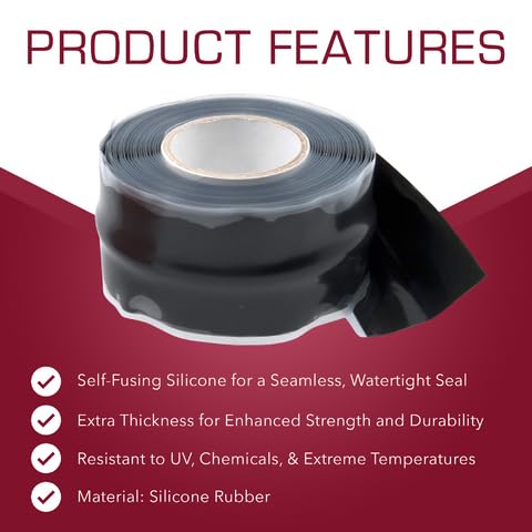 X-Treme Tape MOCAP Heavy Duty Electrical Tape, Self-Fusing Silicone Rubber, Waterproof & Insulating Flexible Tape, Electrical for Hose, Automotive, Outdoor & Repairs - 1-1/2 Inch x 10 Ft Roll - Black