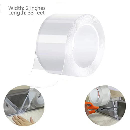 Clear Caulk Strip, 2 Inch x 33 Feet Self Adhesive Caulk Tape Caulking Sealing Tape for Kitchen Countertop Sink Bathtub Bathroom Shower Toilet and Floor Wall Edge Protector