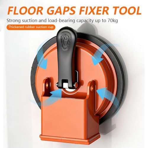 Floor Gap Fixer Tool- Strong Suction Cup, Plank Grabber with Suction Cup, Flooring Gap Repair Tool for Wood, Tile, Vinyl & Laminate Flooring | Floor Installation & Repair Kit (Suction Cup + Hammer)