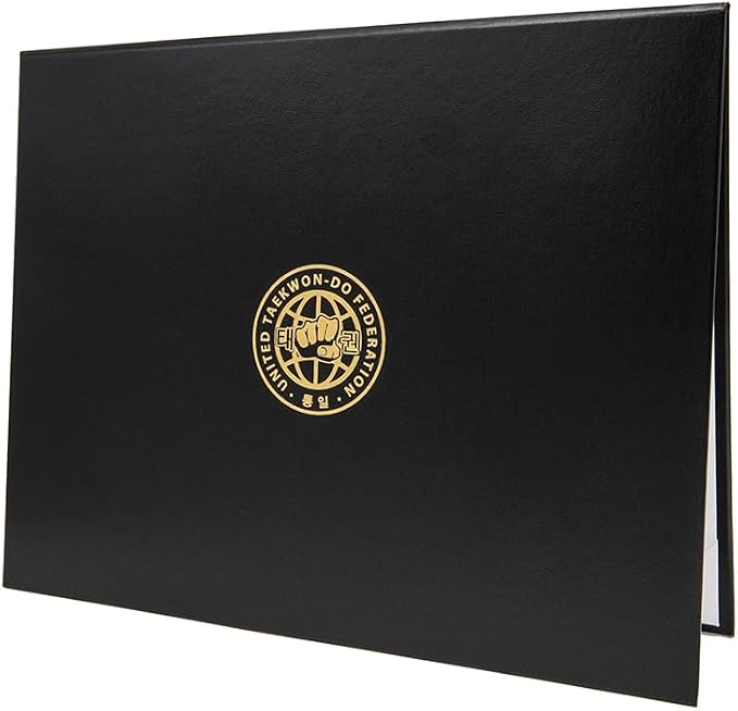 Premium Black Faux Leather Document Cover 8x6 Small Size | Tent-Style Opening, Non-Padded, Custom Metallic Foil Printing | Ideal for Diplomas, Awards, Certificates with Professional Finish