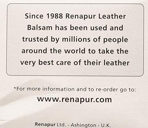 Renapur Leather Balm - Natural Leather Conditioner & Restorer - Non-Sticky Waterproofing Protector for Couches, Car Seats, Boots, and Bags - 4.23 Fl Oz (125ml)
