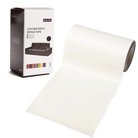 Cindy's Tape Leather Repair Patch Kit Cream White 4 x 60 inch Self Adhesive Tape for Furniture, Couch, Sofa, Car Seats, Computer Chair First Aid Vinyl Repair
