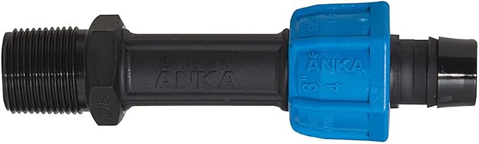 Watts AMA34 ANKA Series High Pressure Poly-Pipe Male NPT Adapter, 3/4" x 3/4" Black Fitting w/Blue Tapered Nut Seal, High Grade Glass Fiber Reinforced Nylon, Agriculture & Irrigation