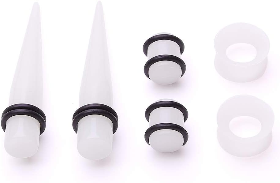 JieyueJewelry 50/54 Pieces Ear Stretching Kit 14G-00G Acrylic Tapers and Plugs + Silicone Tunnels - Ear Gauges Expander Set Body Piercing Jewelry