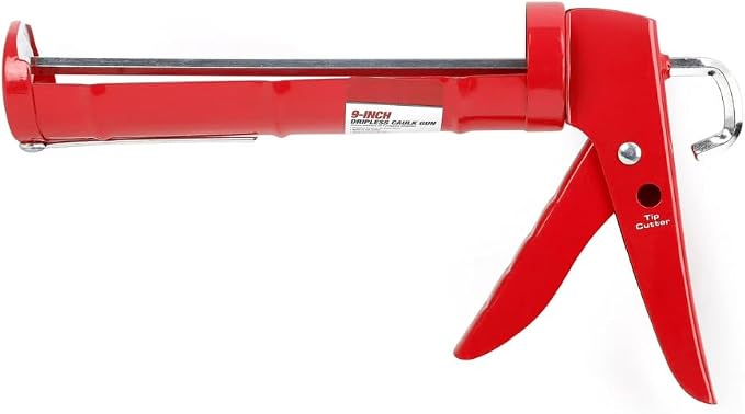 9-Inch Caulk Gun with Drip Control, Manual Sealant Applicator for Standard Cartridges, Smooth Rod Caulking Tool for Home Repair and DIY Projects