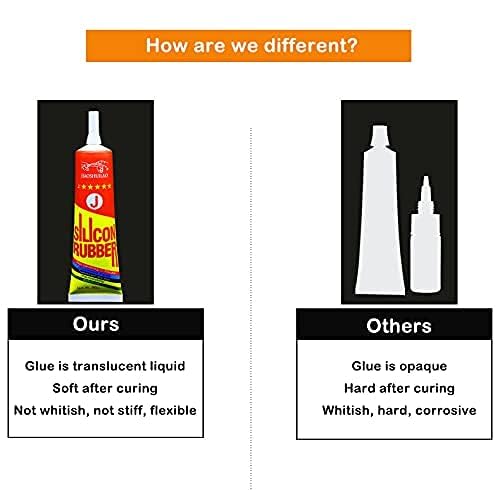 Silicone Glue,Clear Silicone Adhesive for Silicone Rubber Waterproof,Instant,Heat Resisting,Liquid Silicone Sealant Super Glue for Plastic,Metal,Wood,Electronic Components,TPU TPR TPE,50ml