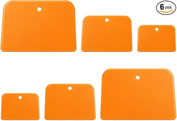 6 PCS Body Filler Spreaders, 4, 5, 6 Inch Multi-Purpose Automotive Body Paint Repair Scraper, 3 Sizes Reusable Hard Plastic Spreader Tool for Applying Putties Glazes Caulks