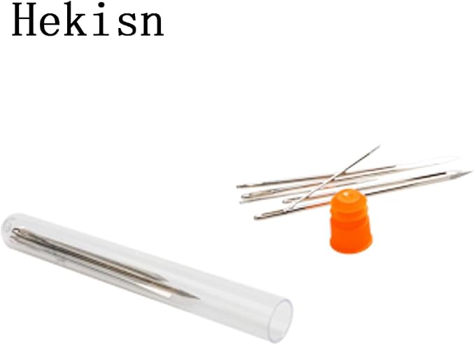 Hekisn Professional Large-Eye Triangle Leather Needles with Threaders for Hand Sewing Repair Stitching Projects (1.83 * 70/1.6 * 58/1.25 * 52/1.02 * 48/0.95 * 46/0.76 * 40mm)