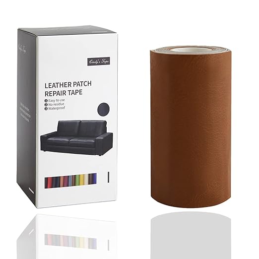 Leather Repair Tape kit Patch Heavy Duty, Retro Khaki 4x60 inch Self Adhesive Patch for Couch, Sofa, Car Seat, Handbag, Furniture, Drivers Seat, Computer Chair First Aid Vinyl Repair Kit
