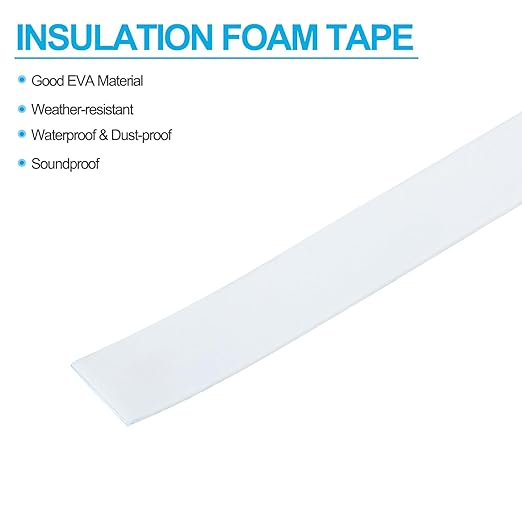PATIKIL 5/8" W x 3/64" T x 16.4Ft EVA Single Sided Foam Tape, 2Pcs Multipurpose Sealing Strip Foam Waterproof Weather Stripping Foam Sealing Foam Strips with Adhesive for Door, White