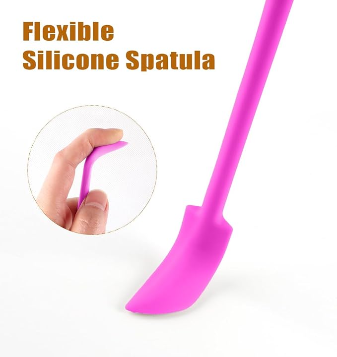 Silicone Spatula Set (6Pcs) - Mini Scraper Tool for Beauty & Food （Reach Every Last Drop - Multi-Size Spatulas for Makeup Jars, Lotion Bottles & Kitchen Containers） (Pink)