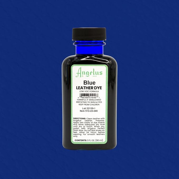 Angelus Leather Dye - Flexible Leather Dye for Shoes, Boots, Bags, Crafts, Furniture, & More 3oz, Dauber Included (Blue)