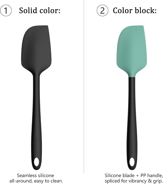Coukre Silicone Spatula Set of 5,High Temperature Resistant, Food Grade Silicone, Dishwasher Safe, for Baking, Cooking (Beige Black)