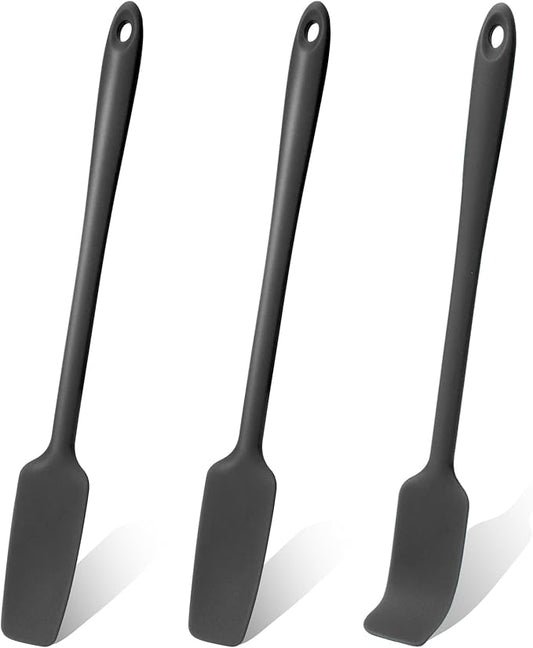 3 Pcs Small Spatulas Set Silicone Jar Spatulas with Long Handle Heat Resistant Non-Stick Mini Spatulas Jam Spreader Scraper Narrow Rubber Spatula for Baking and Cake Icing Kitchen Use 11 Inches