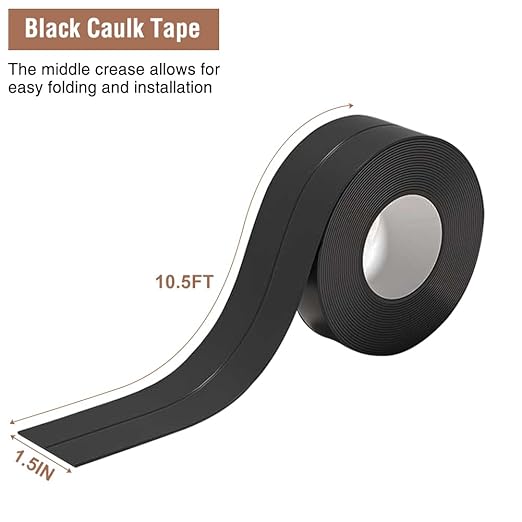 Black Waterproof Sealing Caulk Tape, Bath& Kitchen Remodel Items Self Adhesive Peel & Stick Caulking Strip for Tub Toilet Sinks Floor Tile Wallpaper Backsplash Trim, DIY Friendly Bathroom Accessories