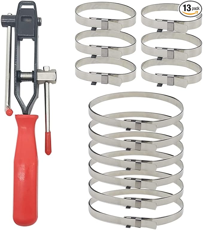 CV Joint Banding Boot Axle Clamp Tool with Universal Adjustable Drive Shaft CV Boot Band Clamps, Automotive CV Boot Clamp Pliers Axle Boot Clamps 13Pcs for Most Cars