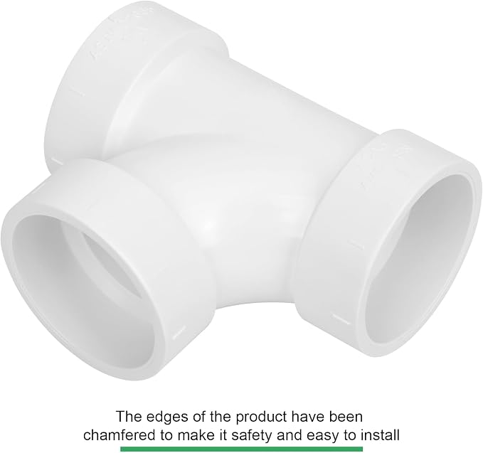 4Pack 1-1/2IN PVC DWV Sanitary Tee 3-Way PVC Pipe Fittings Adapter Furniture Build Grade SCH40 PVC Elbow Fittings Connector for Drain, Waste, Vent