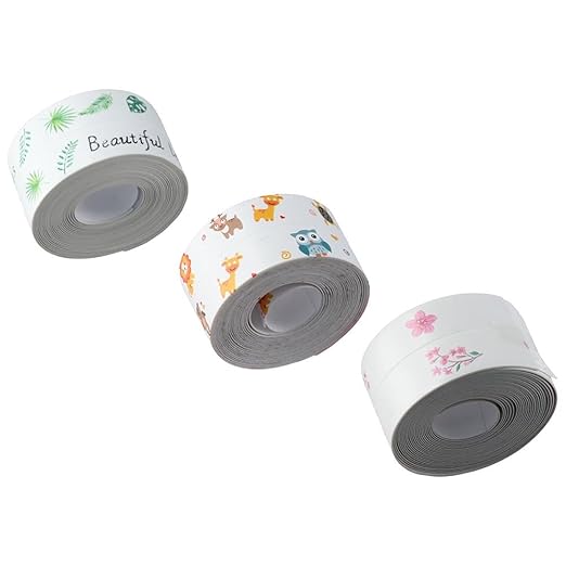 1.5inch x 10.5Feet Caulk Tape,Bathroom Adhesive Seam Stickers,Cute Pattern Seam Stickers,Self-Adhesive Caulking Sealing Tape,for Countertop,Sink,Bathroom,Toilet,Bathtub Floor