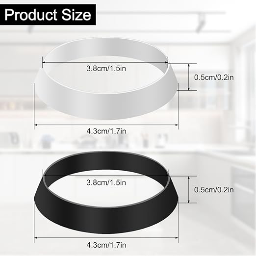 10 Pcs Sink Drain Gasket, 2 Colors, Seal Ring Waste Pipe Washer, Slip-Joints Washers, Rubber Gasket Washers Plumbing for 1 1/2 Inch Drain Pipe Sink Drains, Black & White